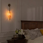 1-Light Vintage Gold Wall Sconce with Amber Glass Shade Retro Fixture - product image 3 | Zenvolit