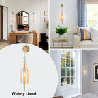 1-Light Vintage Gold Wall Sconce with Amber Glass Shade Retro Fixture - product image 6 | Zenvolit
