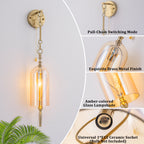 1-Light Vintage Gold Wall Sconce with Amber Glass Shade Retro Fixture - product image 15 | Zenvolit