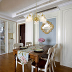 5-Light Vintage Gold S-Arm Chandelier with Frosted Glass Bell Shades - product image 1 | Zenvolit