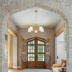 5-Light Vintage Gold S-Arm Chandelier with Frosted Glass Bell Shades - product image 4 | Zenvolit