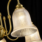 5-Light Vintage Gold S-Arm Chandelier with Frosted Glass Bell Shades - product image 8 | Zenvolit