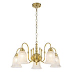 5-Light Vintage Gold S-Arm Chandelier with Frosted Glass Bell Shades - product image 15 | Zenvolit