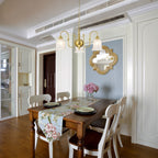 3-Light Vintage Gold S-Arm Chandelier with Frosted Glass Bell Shades - product image 2 | Zenvolit