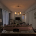 3-Light Vintage Gold S-Arm Chandelier with Frosted Glass Bell Shades - product image 3 | Zenvolit