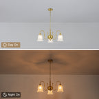 3-Light Vintage Gold S-Arm Chandelier with Frosted Glass Bell Shades - product image 8 | Zenvolit
