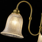 3-Light Vintage Gold S-Arm Chandelier with Frosted Glass Bell Shades - product image 9 | Zenvolit