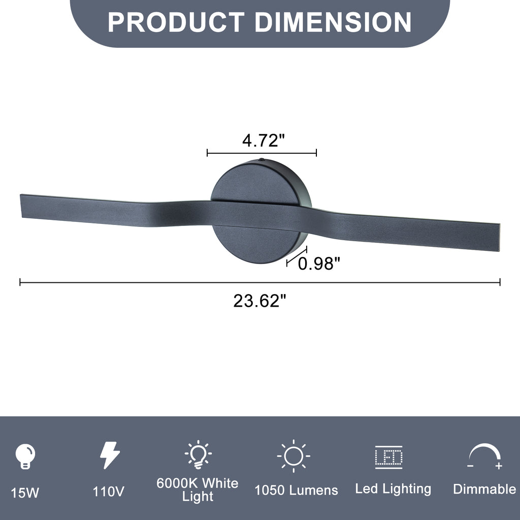 Modern Matte Black LED Wall Sconce with Linear Triac Dimmable Light - product image 7 | Zenvolit