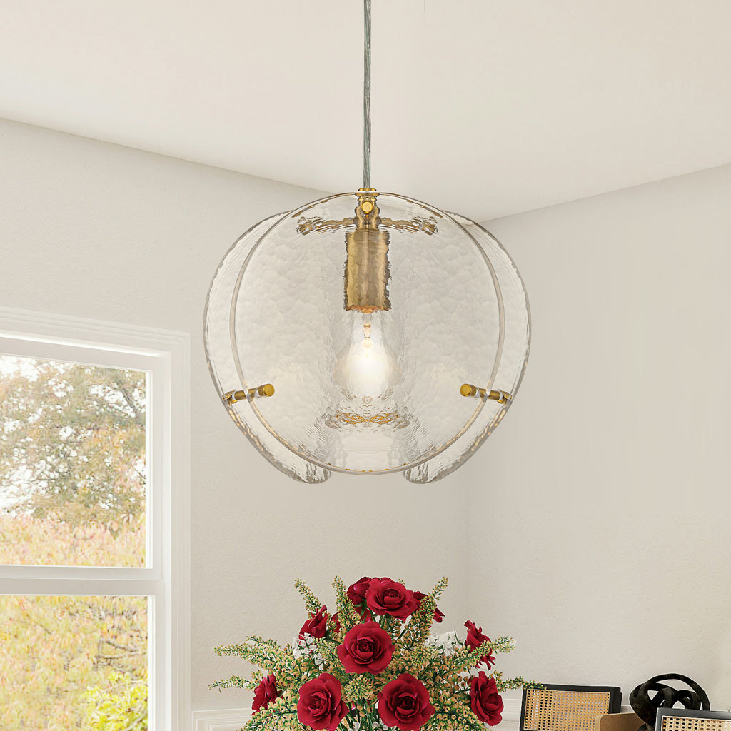 10.6" 1-Light Modern Brass Pendant Light with Clear Glass Shade - product image 1 | Zenvolit