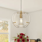 10.6" 1-Light Modern Brass Pendant Light with Clear Glass Shade - product image 1 | Zenvolit