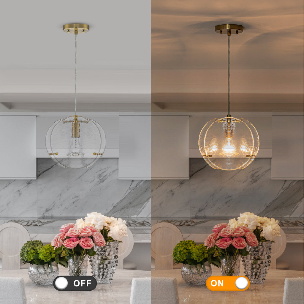 10.6" 1-Light Modern Brass Pendant Light with Clear Glass Shade - product image 13 | Zenvolit