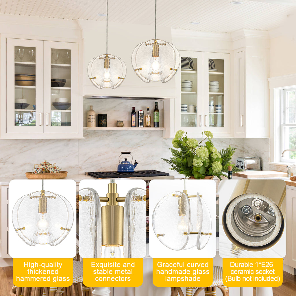 10.6" 1-Light Modern Brass Pendant Light with Clear Glass Shade - product image 14 | Zenvolit