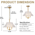 3-Light Pendant Light with Handblown Ripple Glass Kitchen Fixture - product image 7 | Zenvolit