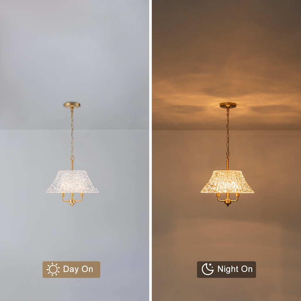 3-Light Pendant Light with Handblown Ripple Glass Kitchen Fixture - product image 8 | Zenvolit