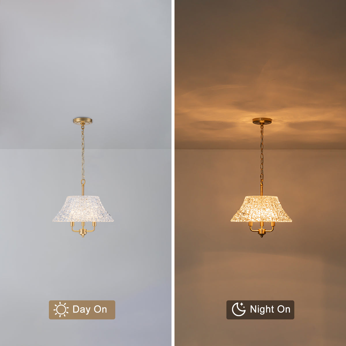 3-Light Pendant Light with Handblown Ripple Glass Kitchen Fixture - product image 8 | Zenvolit