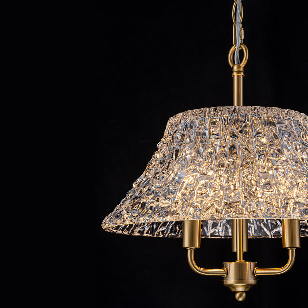 3-Light Pendant Light with Handblown Ripple Glass Kitchen Fixture - product image 11 | Zenvolit