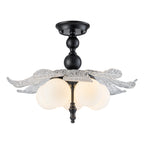 Black 5-Light Semi-Flush Mount with Tree-Textured Glass Frosted Globes - product image 1 | Zenvolit
