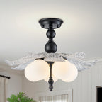 Black 5-Light Semi-Flush Mount with Tree-Textured Glass Frosted Globes - product image 2 | Zenvolit