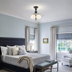 Black 5-Light Semi-Flush Mount with Tree-Textured Glass Frosted Globes - product image 5 | Zenvolit