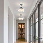 Black 5-Light Semi-Flush Mount with Tree-Textured Glass Frosted Globes - product image 6 | Zenvolit