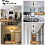 Black 5-Light Semi-Flush Mount with Tree-Textured Glass Frosted Globes - product image 7 | Zenvolit