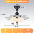 Black 5-Light Semi-Flush Mount with Tree-Textured Glass Frosted Globes - product image 8 | Zenvolit