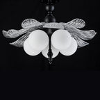 Black 5-Light Semi-Flush Mount with Tree-Textured Glass Frosted Globes - product image 9 | Zenvolit