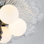 Black 5-Light Semi-Flush Mount with Tree-Textured Glass Frosted Globes - product image 10 | Zenvolit
