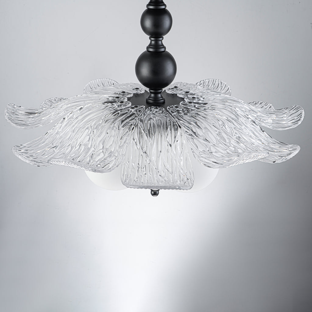 Black 5-Light Semi-Flush Mount with Tree-Textured Glass Frosted Globes - product image 11 | Zenvolit