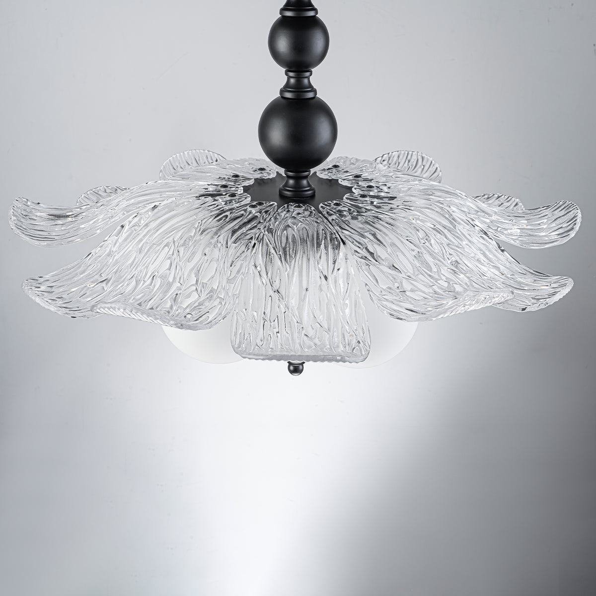Black 5-Light Semi-Flush Mount with Tree-Textured Glass Frosted Globes - product image 11 | Zenvolit