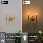 2-Light Farmhouse Classical Brass Wall Sconce with Crystal Accents - product image 8 | Zenvolit
