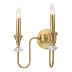 2-Light Farmhouse Classical Brass Wall Sconce with Crystal Accents - product image 9 | Zenvolit
