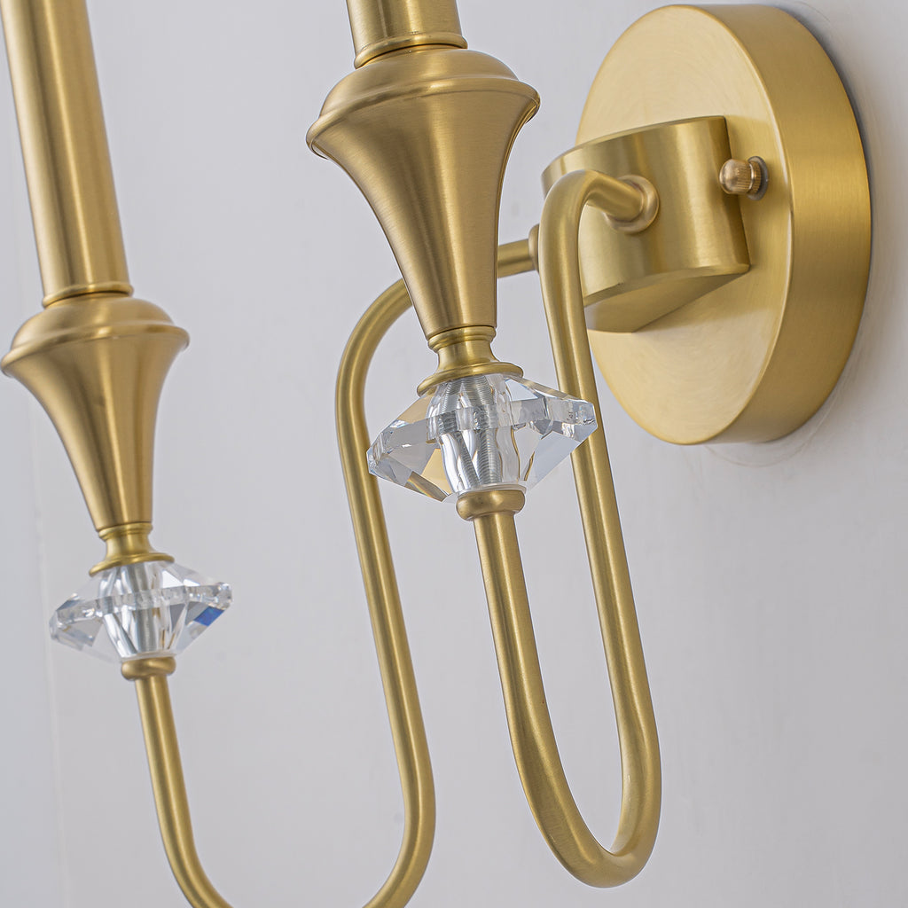 2-Light Farmhouse Classical Brass Wall Sconce with Crystal Accents - product image 10 | Zenvolit
