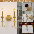 2-Light Farmhouse Classical Brass Wall Sconce with Crystal Accents - product image 13 | Zenvolit