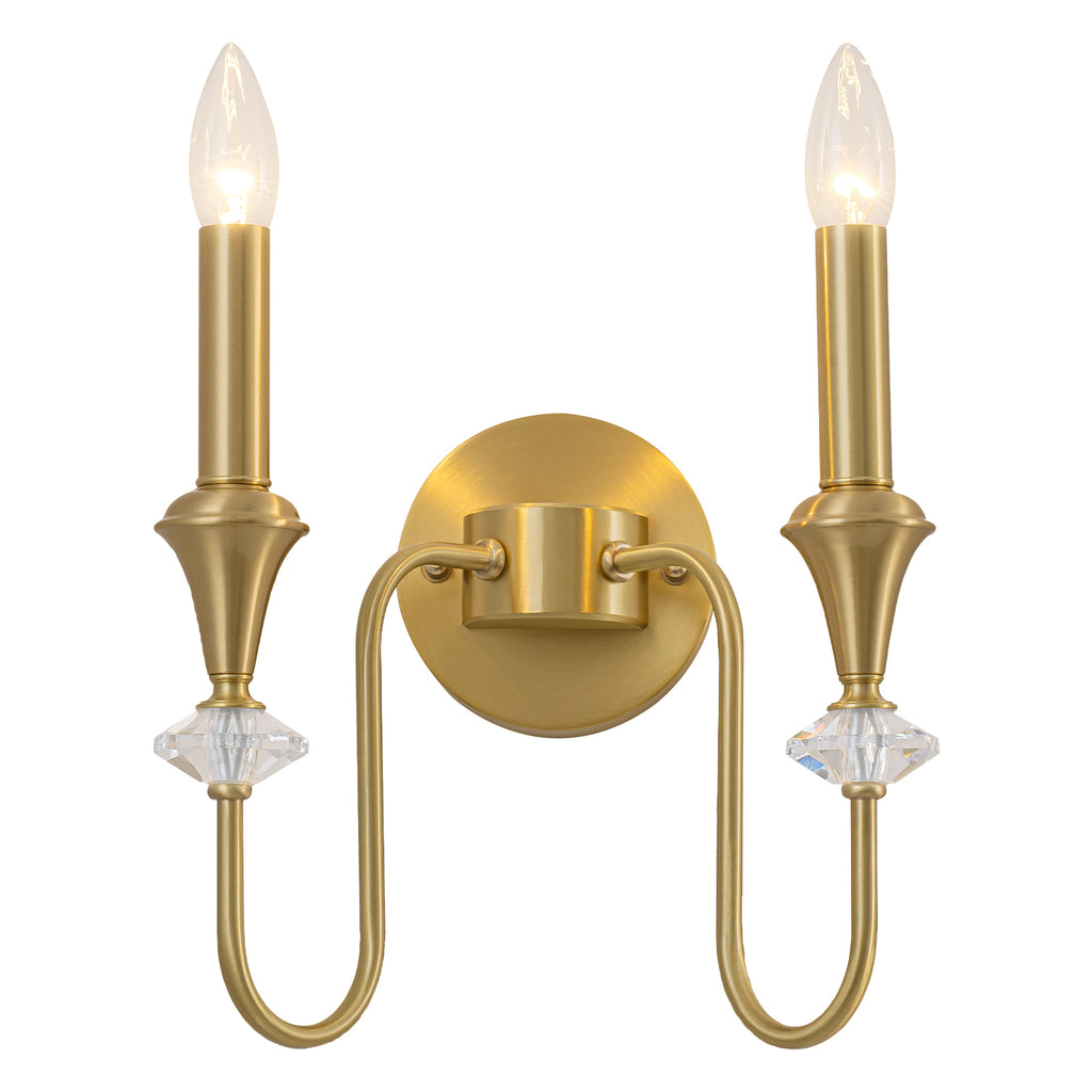 2-Light Farmhouse Classical Brass Wall Sconce with Crystal Accents - product image 14 | Zenvolit