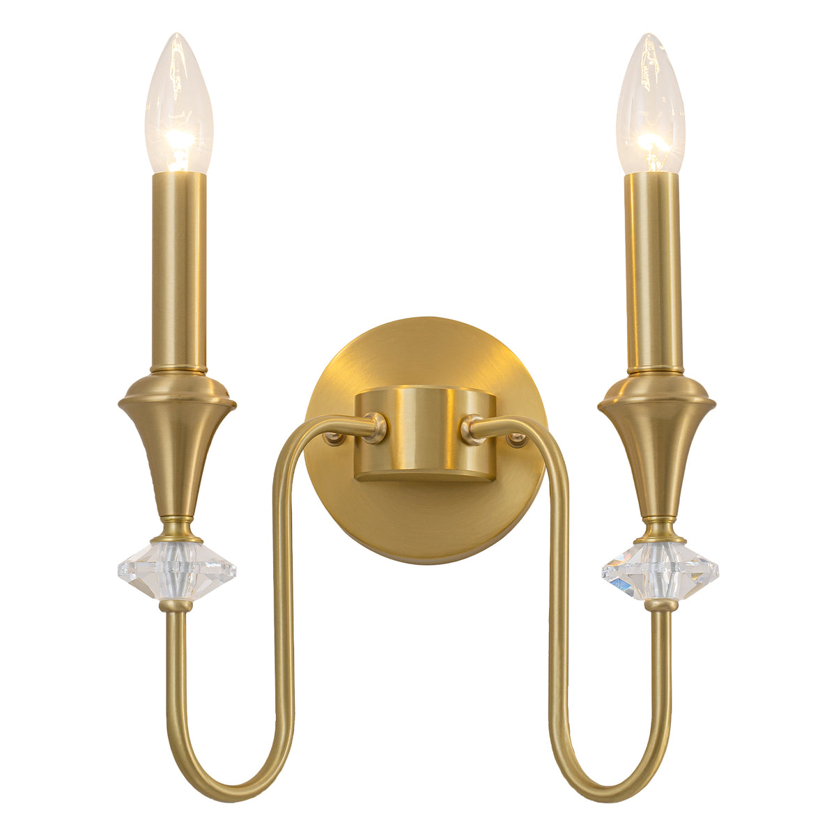 2-Light Farmhouse Classical Brass Wall Sconce with Crystal Accents - product image 14 | Zenvolit