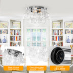 14 inch 3-Light Chrome Round Flush Mount Ceiling Light with Cord-Hung Clear Glass Globe - product image 9 | Zenvolit