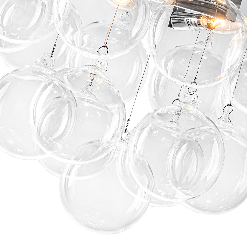 14 inch 3-Light Chrome Round Flush Mount Ceiling Light with Cord-Hung Clear Glass Globe - product image 13 | Zenvolit