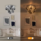 14 inch 3 Light Chrome Round Flush Mount Ceiling Light with Clear and Smoky Gray Glass Globe - product image 3 | Zenvolit
