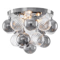 14 inch 3 Light Chrome Round Flush Mount Ceiling Light with Clear and Smoky Gray Glass Globe - product image 7 | Zenvolit