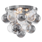 14 inch 3 Light Chrome Round Flush Mount Ceiling Light with Clear and Smoky Gray Glass Globe - product image 7 | Zenvolit