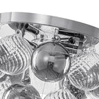 14 inch 3 Light Chrome Round Flush Mount Ceiling Light with Clear and Smoky Gray Glass Globe - product image 8 | Zenvolit
