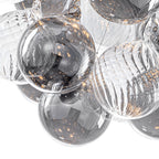 14 inch 3 Light Chrome Round Flush Mount Ceiling Light with Clear and Smoky Gray Glass Globe - product image 10 | Zenvolit