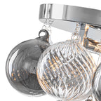 14 inch 3 Light Chrome Round Flush Mount Ceiling Light with Clear and Smoky Gray Glass Globe - product image 11 | Zenvolit