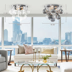 14 inch 3 Light Chrome Round Flush Mount Ceiling Light with Clear and Smoky Gray Glass Globe - product image 16 | Zenvolit