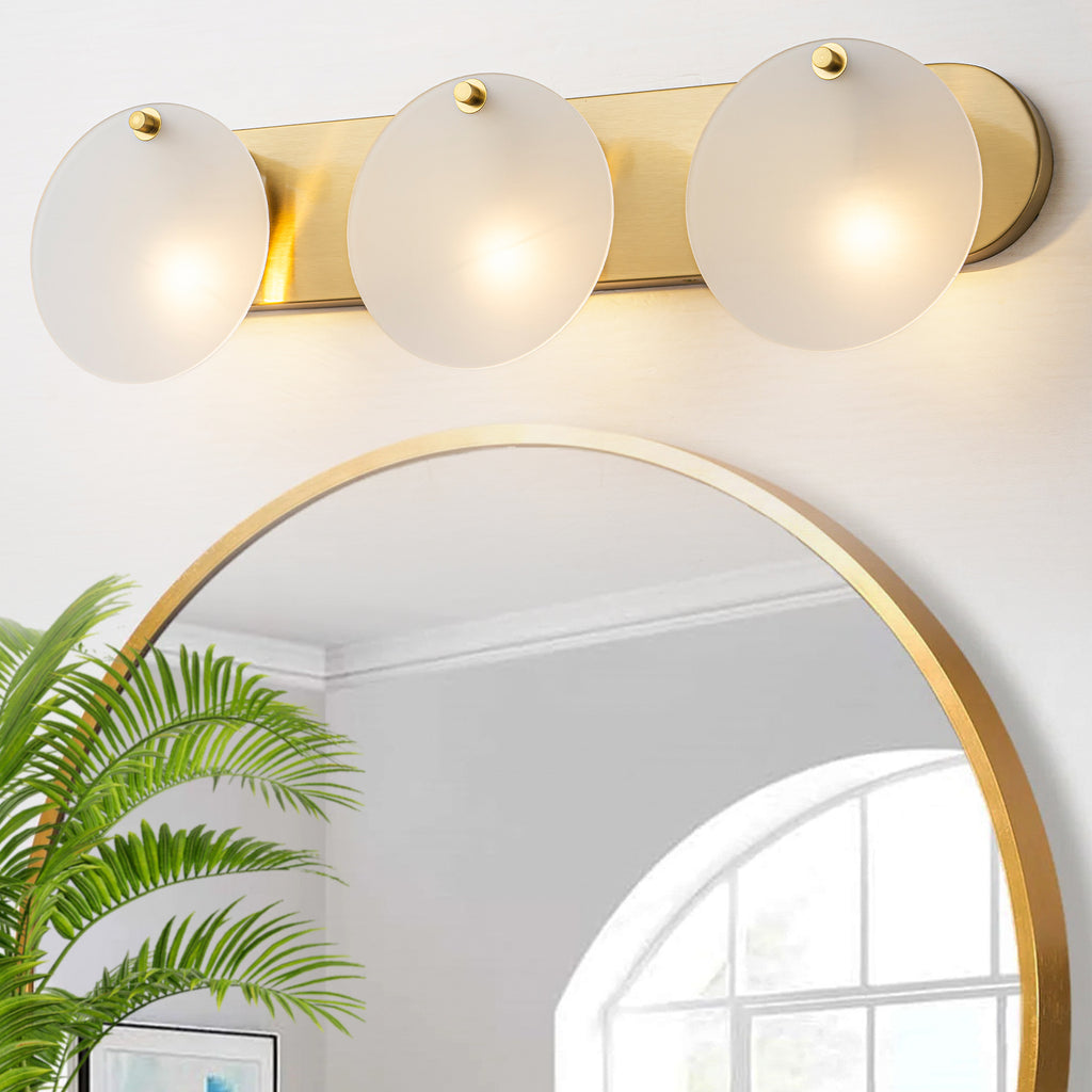 Modern Gold 3-Light Vanity Light Frosted Glass Bathroom Fixture - product image 1 | Zenvolit
