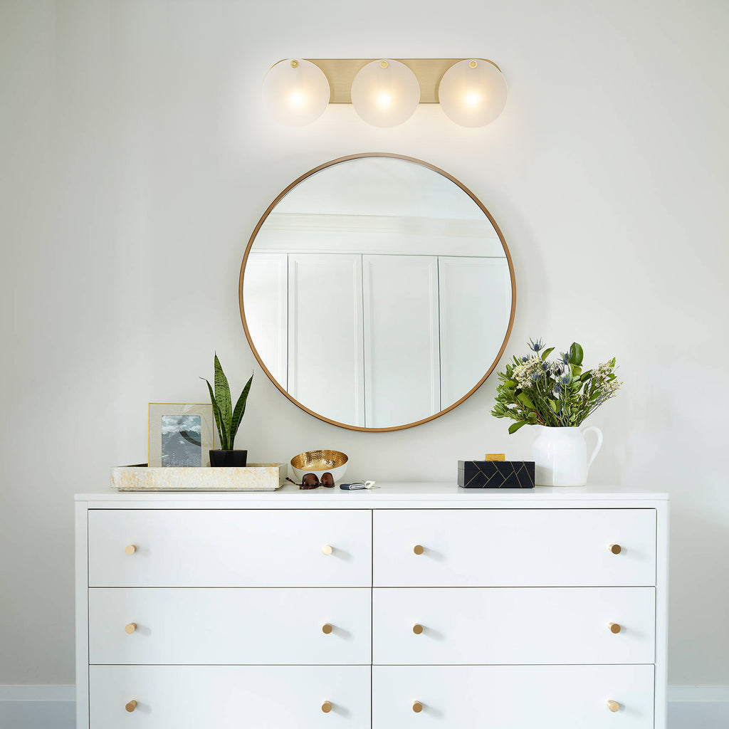 Modern Gold 3-Light Vanity Light Frosted Glass Bathroom Fixture - product image 2 | Zenvolit