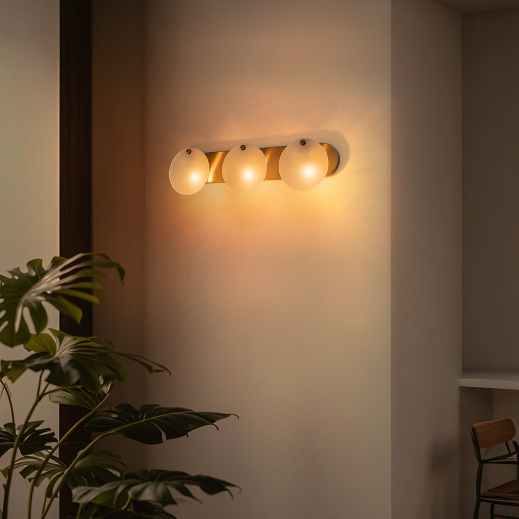Modern Gold 3-Light Vanity Light Frosted Glass Bathroom Fixture - product image 3 | Zenvolit