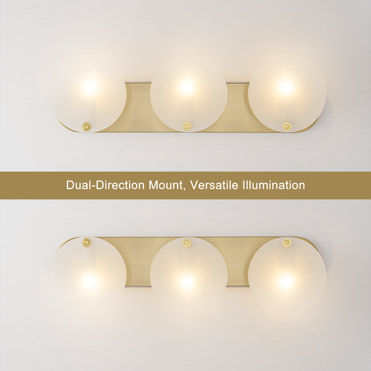 Modern Gold 3-Light Vanity Light Frosted Glass Bathroom Fixture - product image 15 | Zenvolit
