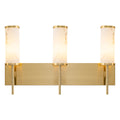 3-Light Gold Vanity Light Cylindrical Marble Crackle Glass Shades - product image 1 | Zenvolit